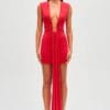 MISHA Jennifer Cupro Mini Dress in Red - Front View